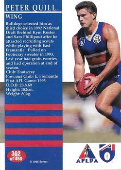 1995 Select AFL #302 Peter Quill Back